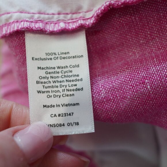 EUC Talbots Fuschia Cropped Linen Pull-on Pants‎ Size 8 - Picture 9 of 10